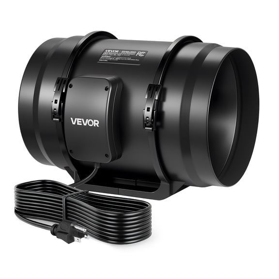 VEVOR 8" Inline Duct Fan, 720 CFM Ventilation Exhaust Fan Quiet AC Motor for Heating Cooling Booster, Grow Tents, Hydroponics