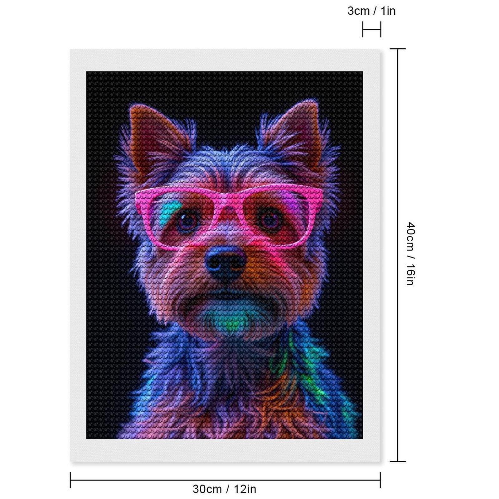 Diamond Art Kits for Adults, Neon Dog Glasses Colors 5D Diamond Painting Kits for Adults Beginners, DIY Full Drill Diamond Painting, Gem Art and Crafts 12x16