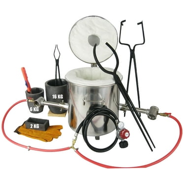16kg Propane Smelting Furnace Kit with Large Crucible Tongs, Stainless Steel Double Forge Burner Foundry Casting Furnace for Melting Metals Recycled Gold Copper Aluminum Bronze Brass