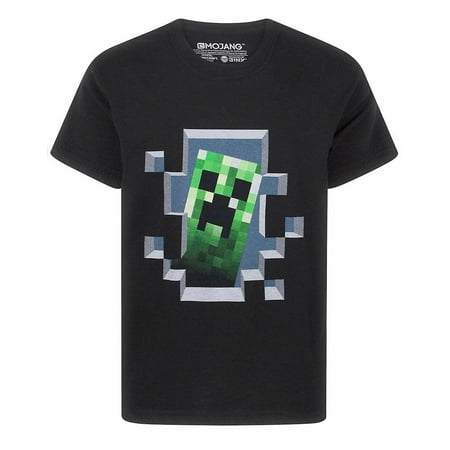 Minecraft Boys T shirt Creeper Inside Black Top For Kids Walmart