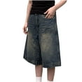 thumbnail image 4 of FRSASU Baggy Jean Shorts for Women Y2k Cropped Jean Low Rise Wide Leg Denim Shorts Summer Jeans Loose Streetwear Retro Blue L(L), 4 of 5