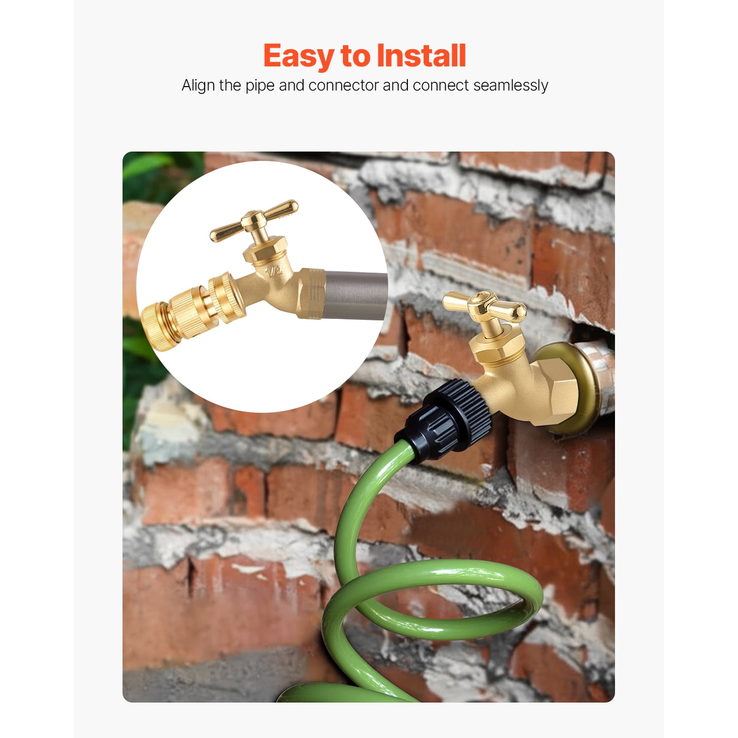 KFFKFF 1/2" FIP x 3/4" MHT Garden Valve, Multi-Turn Outdoor Faucet, Durable Brass Hose Bibb, Water Spigot for Plumbing, Fits Copper and Galvanized Pipes