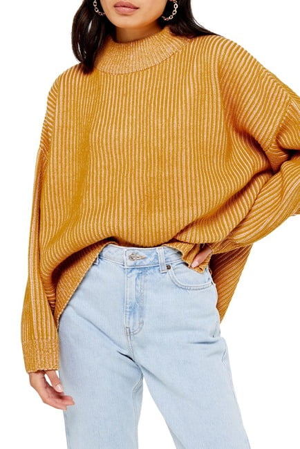 TOPSHOP Mock Neck Sweater M Mustard NEW 