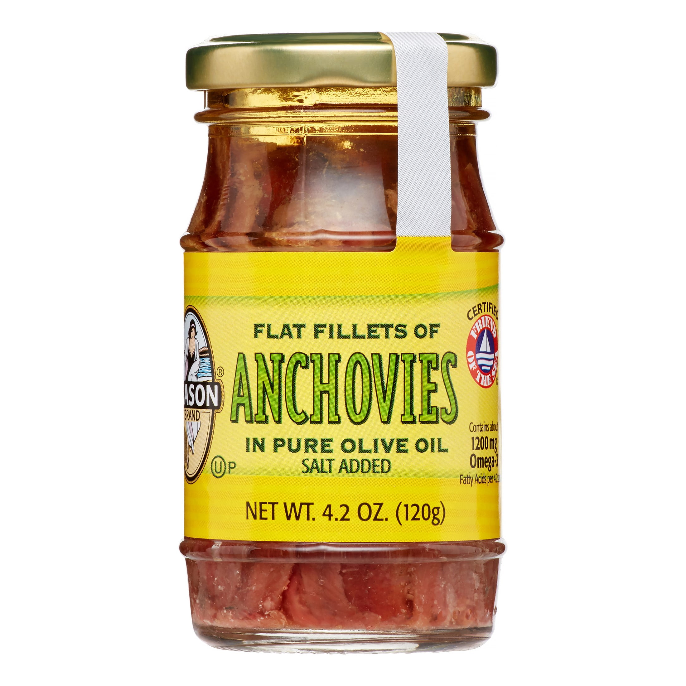 Season Brand Flat Fillet Anchovies in 100% Olive Oil, Glass Jar, 4.2 ounces