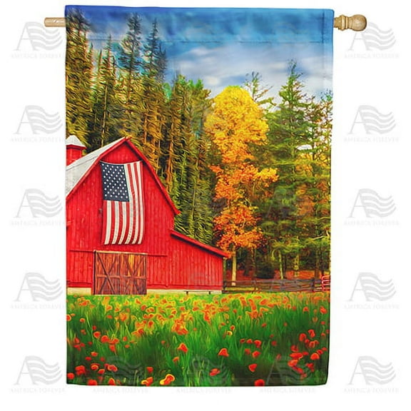 America Forever Spring Barn House Flag 28 x 40 inches Double Sided Country, Rustic, American Flag, Patriotic - Seasonal Yard Lawn Outdoor Decorative Spring Farm House Flag