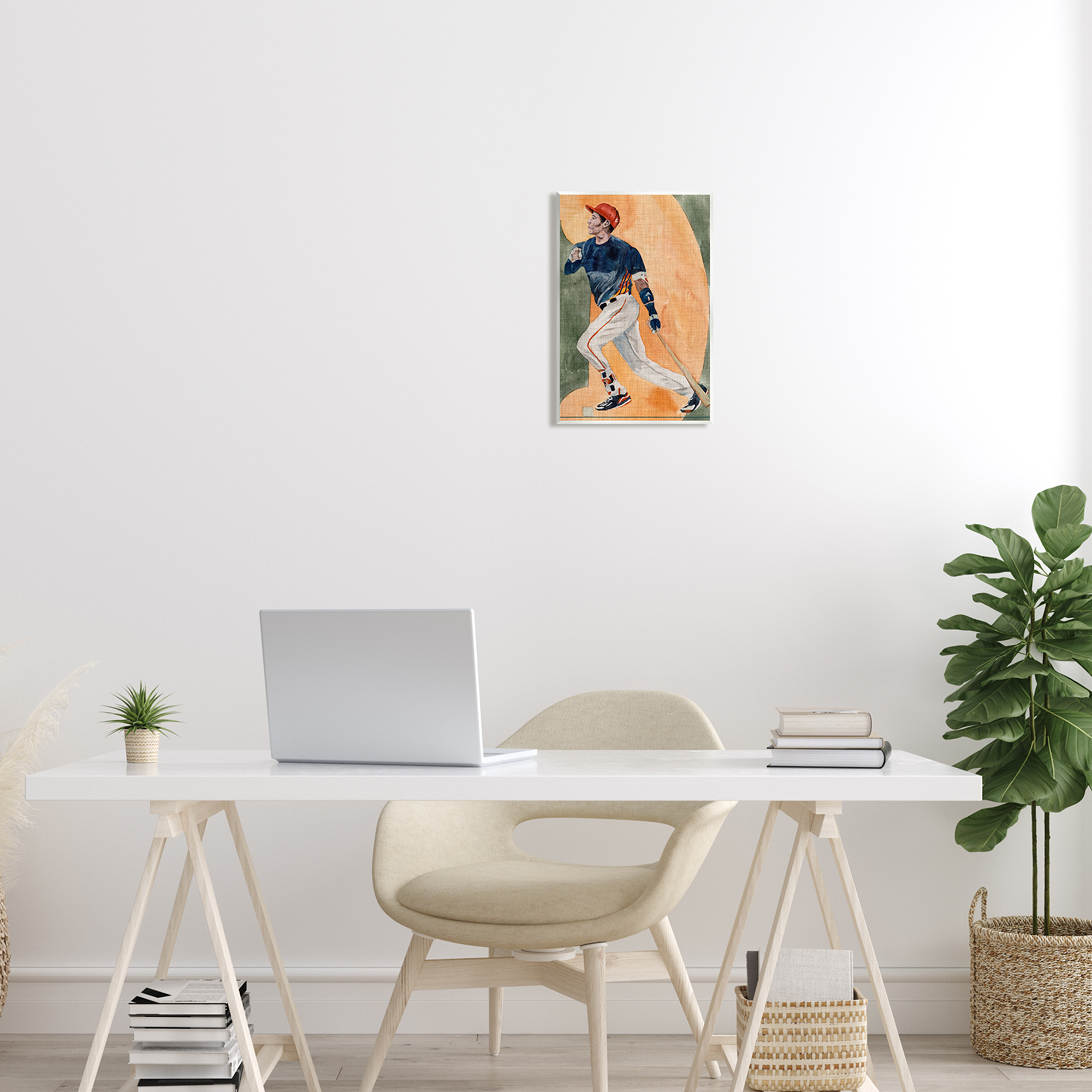 Stupell Industries Baseball Player Sports Painting Sports Painting Unframed Art Print Wall Art