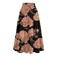 thumbnail image 3 of Women's Printed Casual Skirt Floral Pattern High Waist Flowy Midi Length Summer Fashion A Line Brown S, 3 of 4