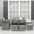 thumbnail image 2 of Outsunny 9 Pieces Wicker Patio Dining Set Outdoor Furniture Set, Grey, 2 of 10