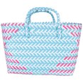 thumbnail image 1 of 1 bolsa de plástico tejida a mano, moderna, a rayas, de gran capacidad., 1 of 5