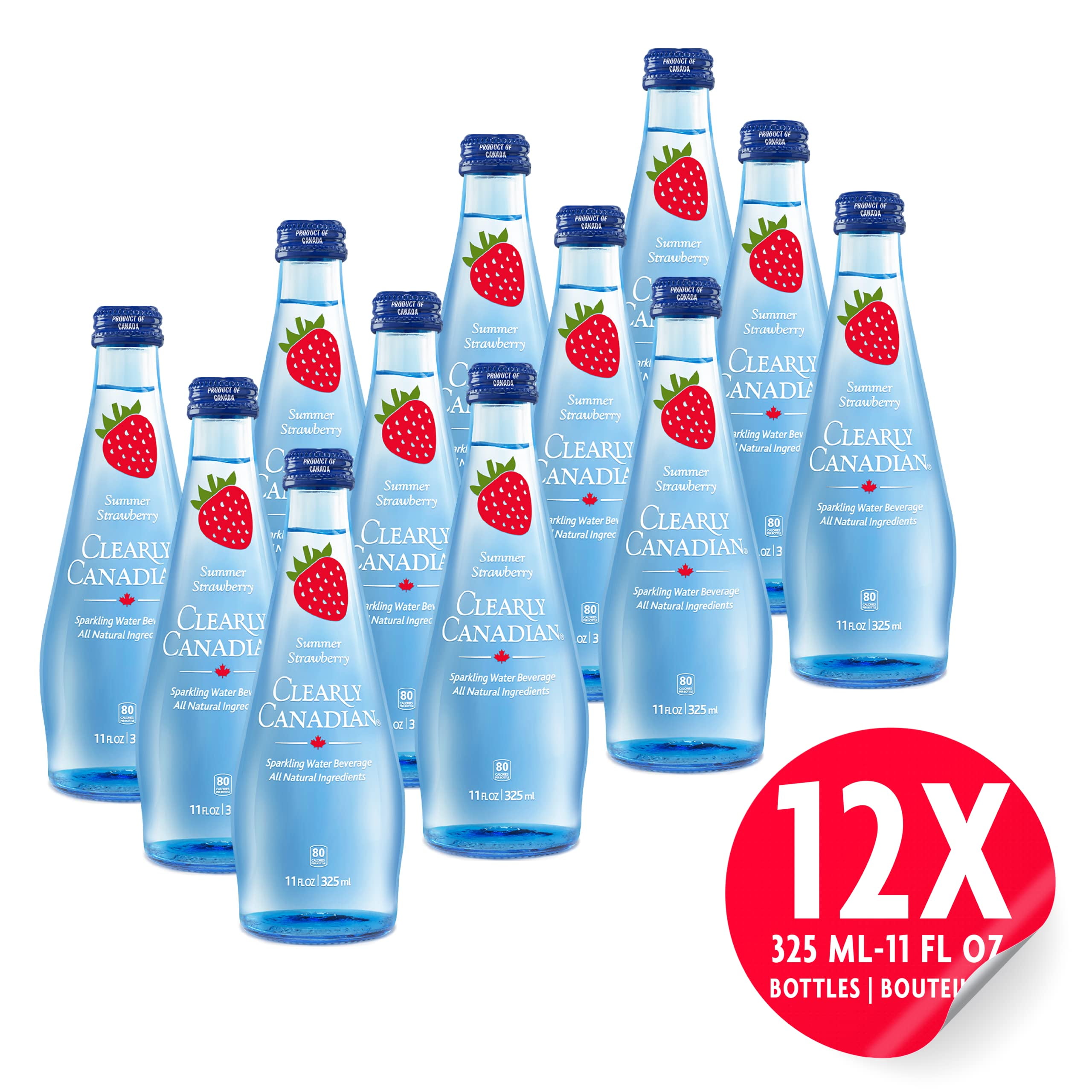 (Pack of 12) Clearly Canadian Summer Strawberry Sparkling Water Beverage, 11 fl oz