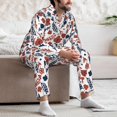 thumbnail image 7 of Naloa Red Blue Leaves Men’s Pajamas Set - Long Sleeve Button Down Sleep Shirt and Pajama Bottoms Sleepwear Set-Medium, 7 of 7