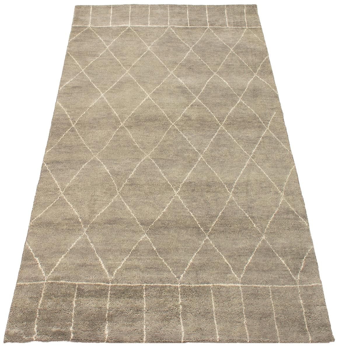 ECARPETGALLERY 5'1" x 8'5" Moroccan Tangier Hand-knotted Area Rug for Living Room, Dining Room and Bedroom in Grey