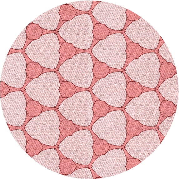 Ahgly Company Indoor Square Patterned Light Red Pink Area Rugs, 3' Square