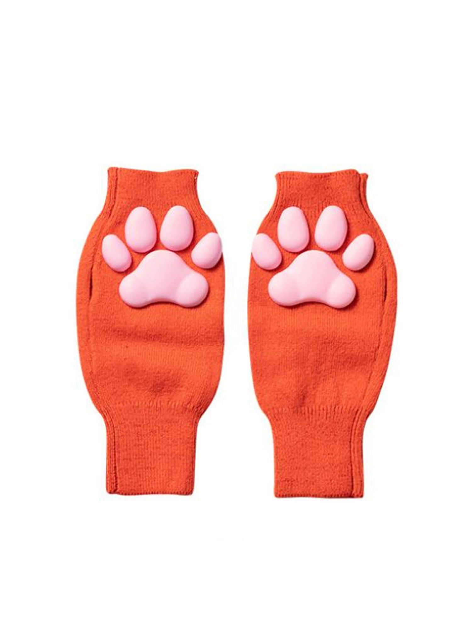 ZAXARRA Women Cat Paw Gloves, Plush Fingerless Mittens with Kitten Paw