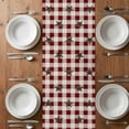 thumbnail image 6 of Farm Red Table Runner - 120 Inch Long, Kitchen Dining Table Runner Dresser Scarves, Brown Western Texas Star Red Plaid Country Farmhouse Decor for Coffee Tables Wedding Party Banquet, 6 of 8