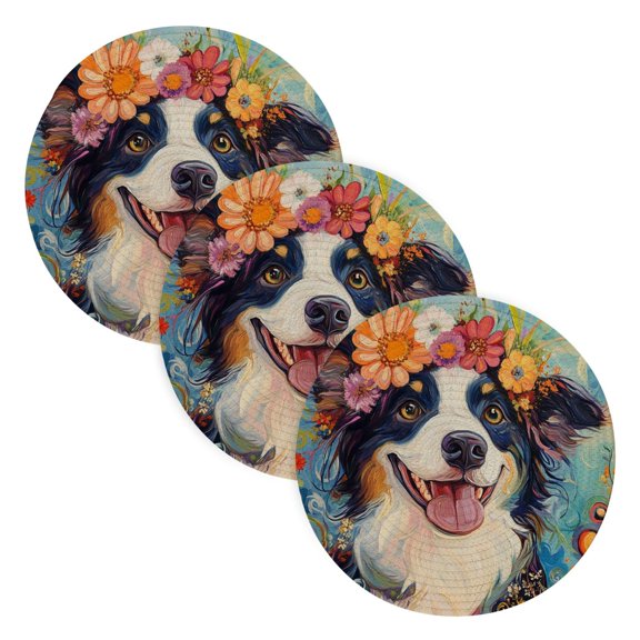 BZSMCE Mats for Pots,Pans Place Fun Blossom Dog Simple Style Pattern Pot Mats