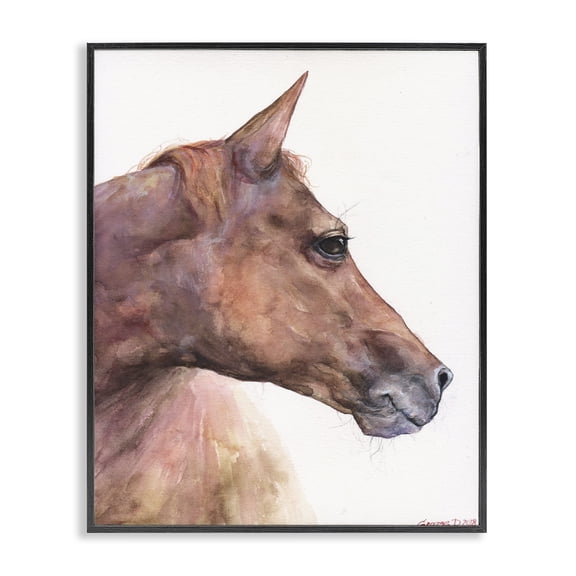Stupell Industries Rustic Lodge Horse Head Animal Watercolor Black Framed Giclee Art, 24 x 30, by George Dyachenko