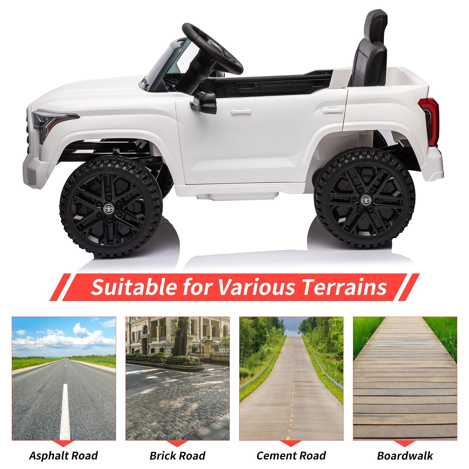 TROPOW Kids Cars Electric Ride On,12V Ride on Car for Kids,Licensed Toyota Ride on Truck,Battery Powered Electric Car with Remote Control,MP3,LED Lights,Suspension System,Double Doors,White