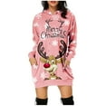 thumbnail image 1 of 2025 Robes d'Été Imprimées de Noël pour Femmes Mode Manches Longues Chandail à Capuche Robes d'Été pour Femmes avec Poche Robe Portefeuille pour Femmes Robe d'Été Chandail à Capuchon, 1 of 6