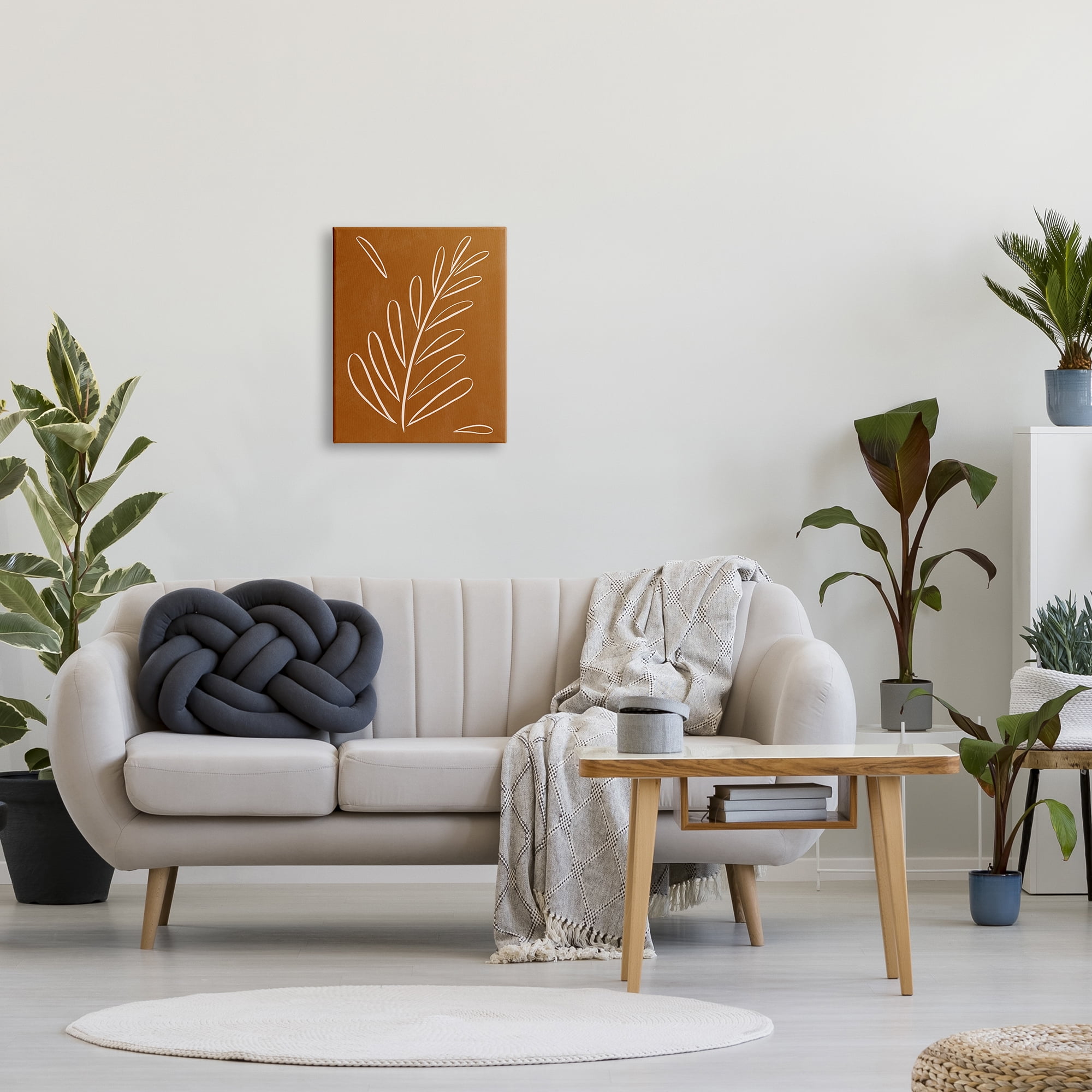 Stupell Industries Modern Fern on Brown Botanical & Floral Painting Gallery Wrapped Canvas Art Print Wall Art, 16 x 20