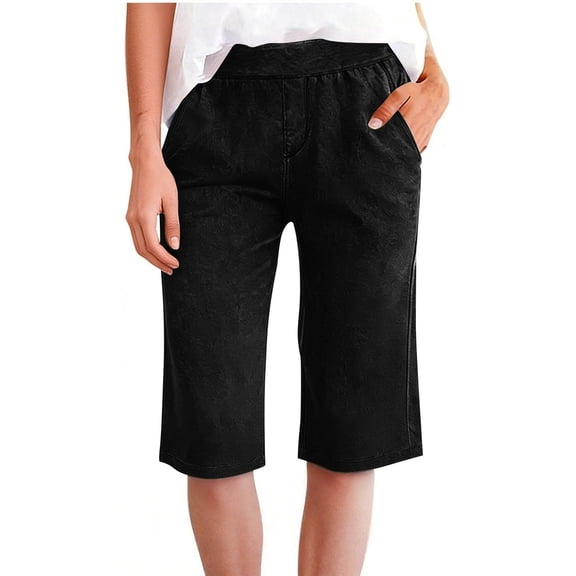 NTACZA Burmuda Womens Shorts High Waisted Beach Shorts Regular Fit Flat Front Shorts for Ladies L