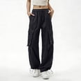 thumbnail image 3 of Cargo Pants Women Casual Straight Fit High Waisted Athletic Pants with Pockets Summer Trendy Womens Clothes, 3 of 7