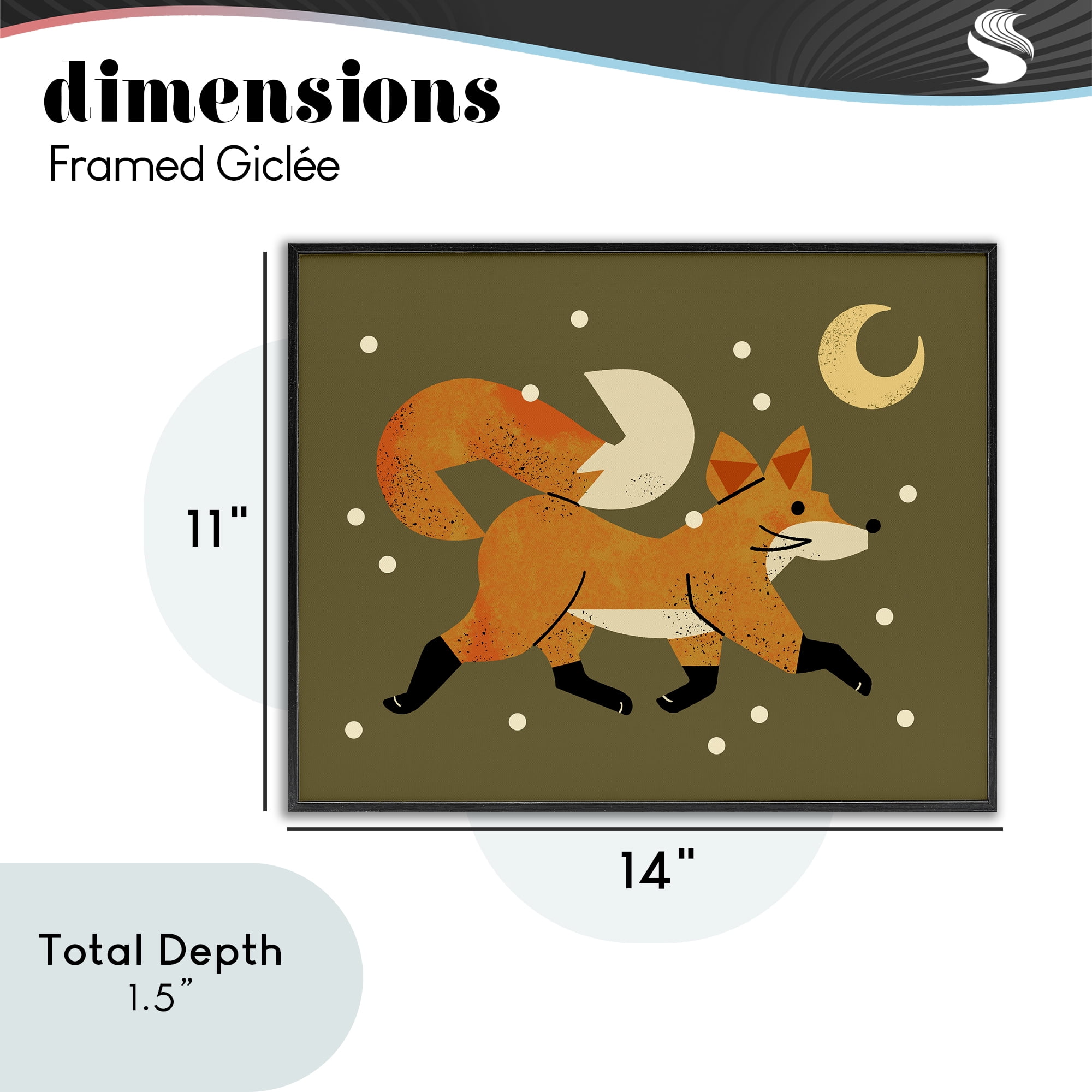 Stupell Industries Wandering Winter Fox Black Framed Giclee Art, design by Renea L. Thull