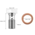 thumbnail image 3 of Unique Bargains 2pcs M10x1.5 Thread Turbo Brake Line Banjo Bolt with Copper Washers Single Banjo Bolt 20mm Length, 3 of 6