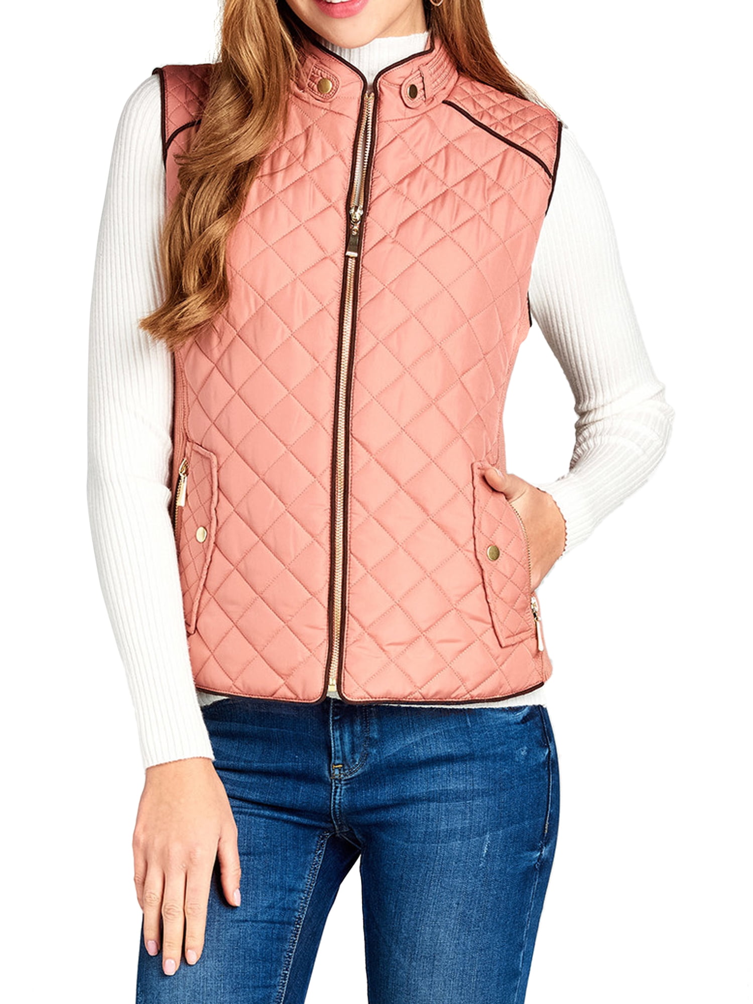 Active Basic Women & Juniors Quilted Padding Lightweight Vest Jacket
