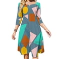 thumbnail image 1 of Retro Pattern With Blue Flare Dress Square Neck Dress Elegant Female Fashion Printed Dress Retro Pattern Short Dress Y2K, 1 of 4