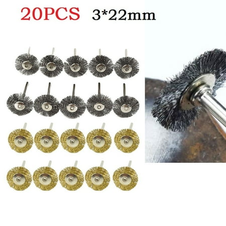 

BAMILL 20pcs 22mm Steel Wire Wheel Brushes for Mini Drill Rotary Tools Polishing Brush