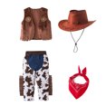 thumbnail image 3 of KONDYS Toddler Boy Outfits Party Show Stage Cowboy Suit Child Kids Vest Tops Shirt Pants With Hats 2 Pieces Summer Clothing Set for 3-4Y, 3 of 9