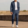 thumbnail image 2 of ZToonmas Men's 2 Piece Suit Set Solid Color Button Front Blazer with Notch Lapel and Pants with Pockets Casual formal Outfit, 2 of 9