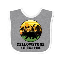 Inktastic Yellowstone National Park with Bear Mountains and Trees Cricle Boys or Girls Baby Bib