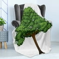 thumbnail image 4 of Tree Soft Flannel Fleece Throw Blanket, Digitally Generated Spring on a Plain Background, Cozy Plush for Indoor and Outdoor Use, 50" x 70", Emerald Lime Green, by Ambesonne, 4 of 5