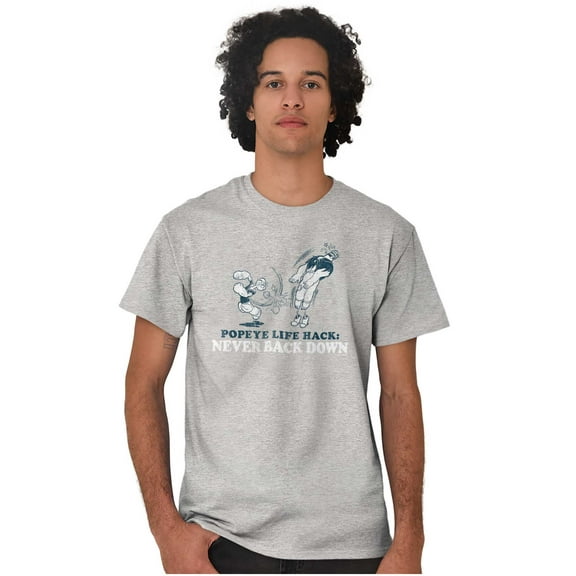 Popeye Life Hack Never Back Down Men's Graphic T Shirt Tees Brisco Brands S