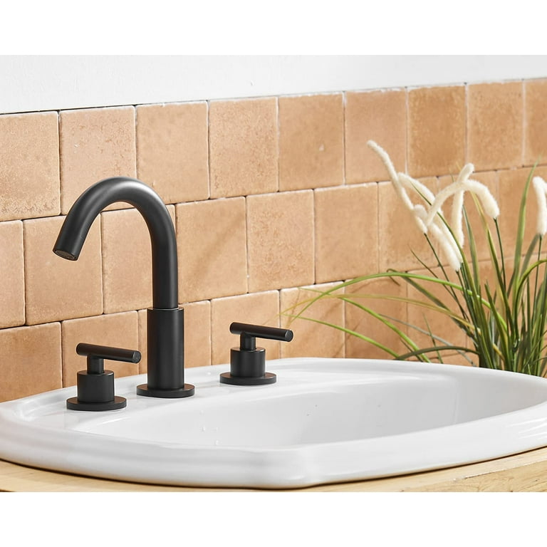 8 Inch Widespread Bathroom Faucet In Brushed Nickel – 2-Handle Vanity Faucet With Pop-Up Drain & 360° Swivel Spout