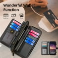 thumbnail image 3 of ELEHOLD Flip Wallet Case for Samsung Galaxy S24 Ultra with Large Capacity 13 Card Slots Zipper Pocket Kickstand Magnetic Detachable Leather Case Crossbody Shoulder Strap Shockproof Cover,Black, 3 of 8