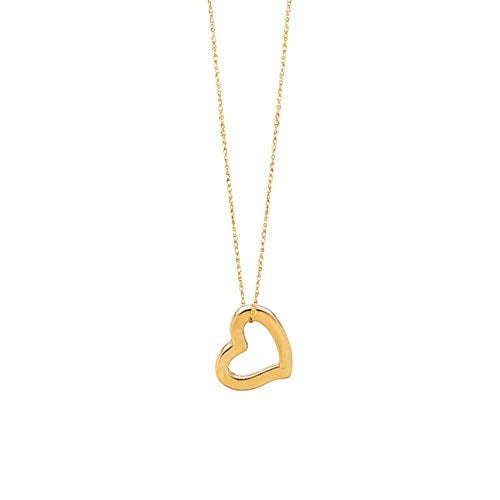 JewelStop 14k Yellow Gold Open Heart Pendant Chain - 18 Inches, 1.26gr.