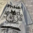 thumbnail image 2 of 2022 Mujeres Harajuku Algodón Casual Manga Corta Tops Ins Vintage Camiseta de Gran Tamaño Lindo Gato Estampado O Cuello Jersey Y2K Ropa de Calle, 2 of 5