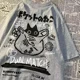 thumbnail image 2 of 2022 Mujeres Harajuku Algodón Casual Manga Corta Tops Ins Vintage Camiseta de Gran Tamaño Lindo Gato Estampado O Cuello Jersey Y2K Ropa de Calle, 2 of 5