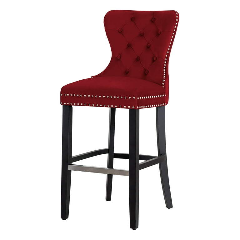 WestinTrends Wordford 29 Tufted Velvet Bar Stool Black Red Walmart