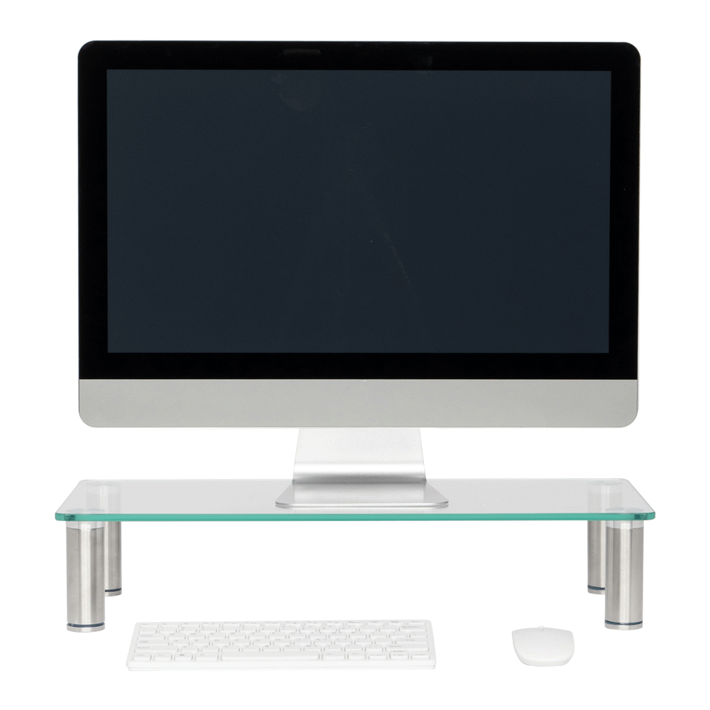 Clear Glass Monitor Stand Computer Desktop Riser, Tempered Glass, Fits