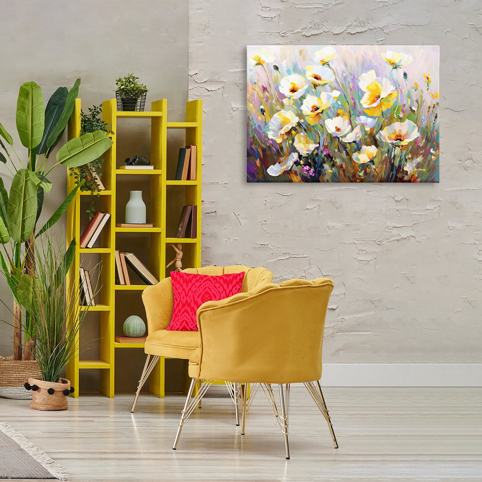 Stupell Industries Sunlit Petals Embrace Botanical & Floral Painting Gallery Wrapped Canvas Art Print Wall Art, 36 x 24