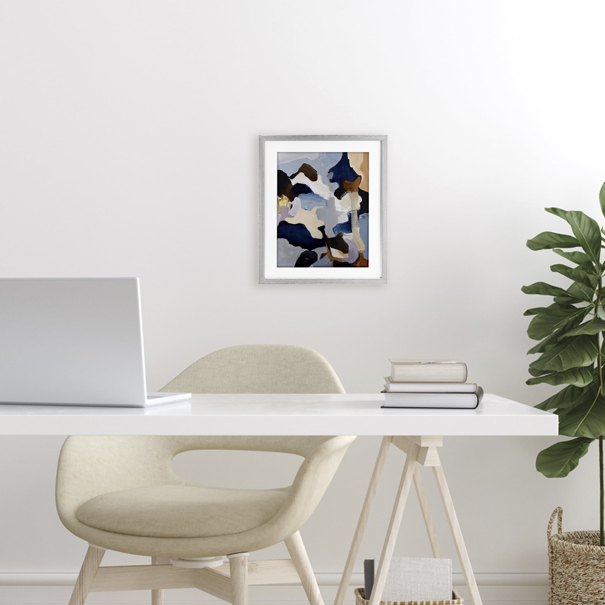 Cool Tones Composition Gray Framed Print Under Glass, design by Design Fabrikken