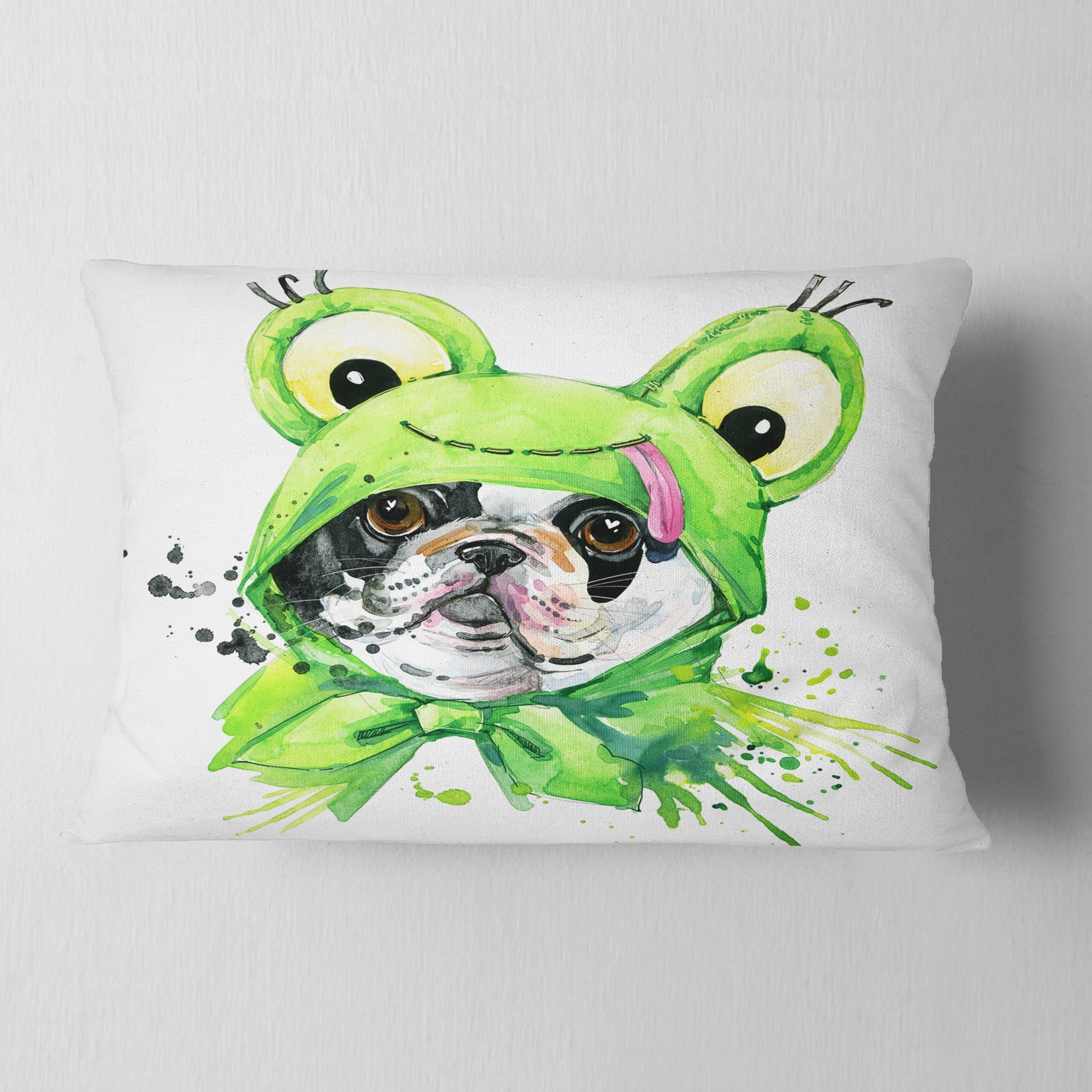 Designart French Bulldog Illustration - Animal Throw Pillow - 12x20