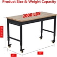 thumbnail image 2 of Bingirl 72 - Inch Adjustable Heavy - Duty Rubberwood Workbench with Pegboard, 2000 lb Load Capacity, Swivel Casters and Electrical Outlet, 2 of 6