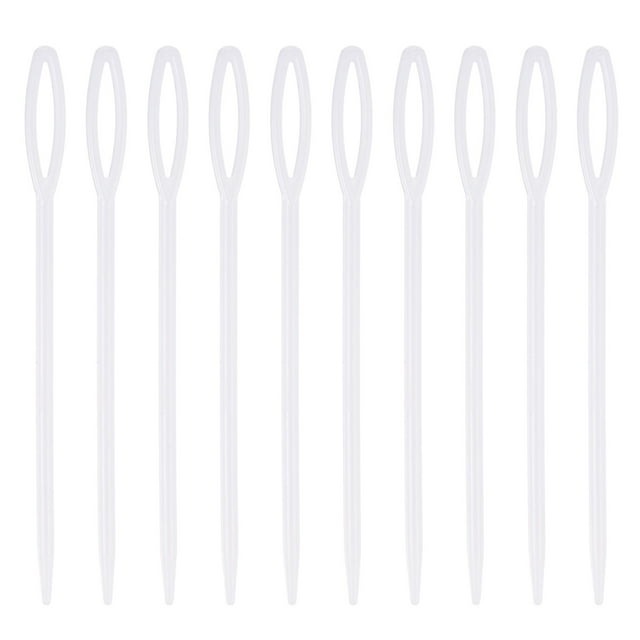 Unique Bargains Plastic Sewing Needles, 9cm Large Eye Blunt Learning Needles, White 90 Pack
