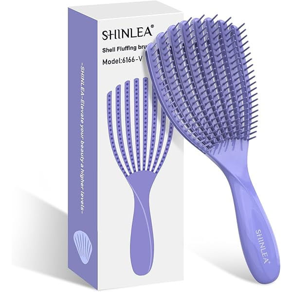wonima11 Detangler Brush for Curly Hair, Hairbrush for Wet Dry Thick Thin, Easily Comb Through Curl Hair and Reduces Breakage, Curly Brush for Women Men Kid (Purple)