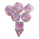 thumbnail image 5 of Juego de 7 dados poliédricos resistentes al desgaste, juguete de entretenimiento con ruedas grabadas. Rosado, 5 of 9